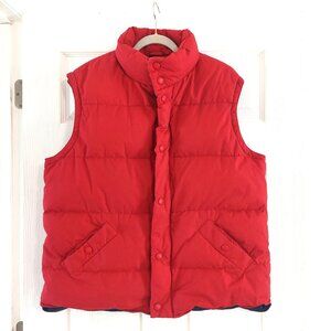 Lands End Puffer Vest Unisex Adult Large Red Goose Down Snap Vintage 90s Men